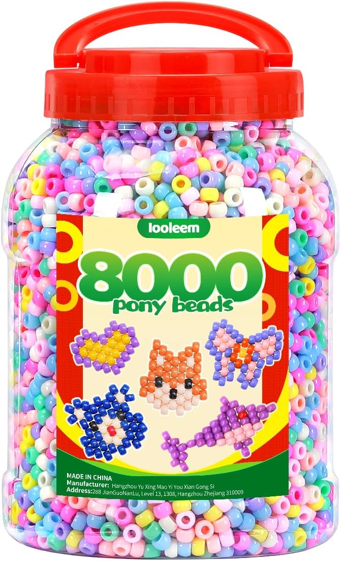 iooleem pony beads(8000pcs macaron candy), beading supplies, friendship bracelets making, king size