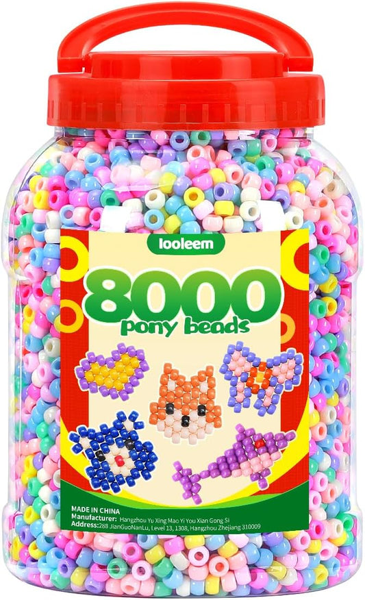 iooleem pony beads(8000pcs macaron candy), beading supplies, friendship bracelets making, king size