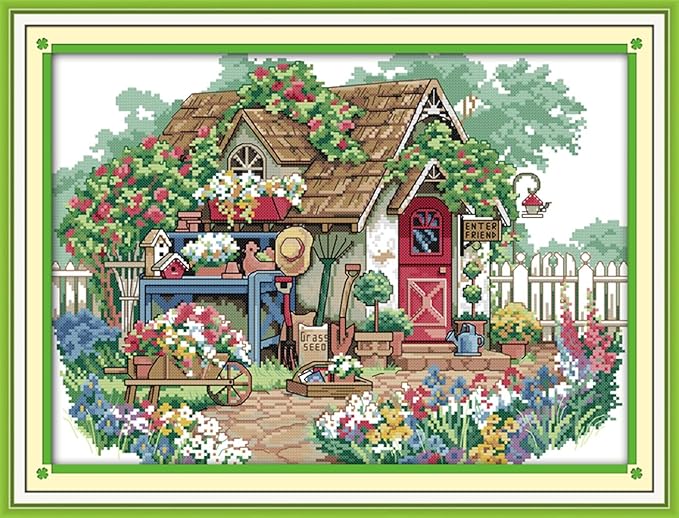 Funcrostitch Counted Cross Stitch Kits for Beginners,14ct Unprinted Pattern Embroidery Kit Dmc Cotton Threads Needleworks for Adults-17.3"X13"