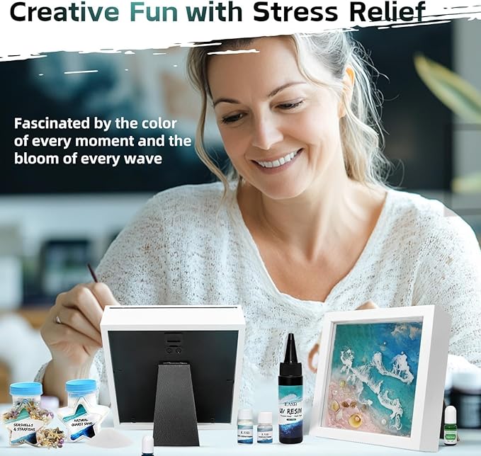 iland UV Resin Kit of Sea Crafts for Teens Creative Adults Arts and Crafts for Women Fun Beach Crafting Kit DIY Summer Costal Decor Project Set Artist Gifts for Teen Girls Fun Crafty Gifts for Mother