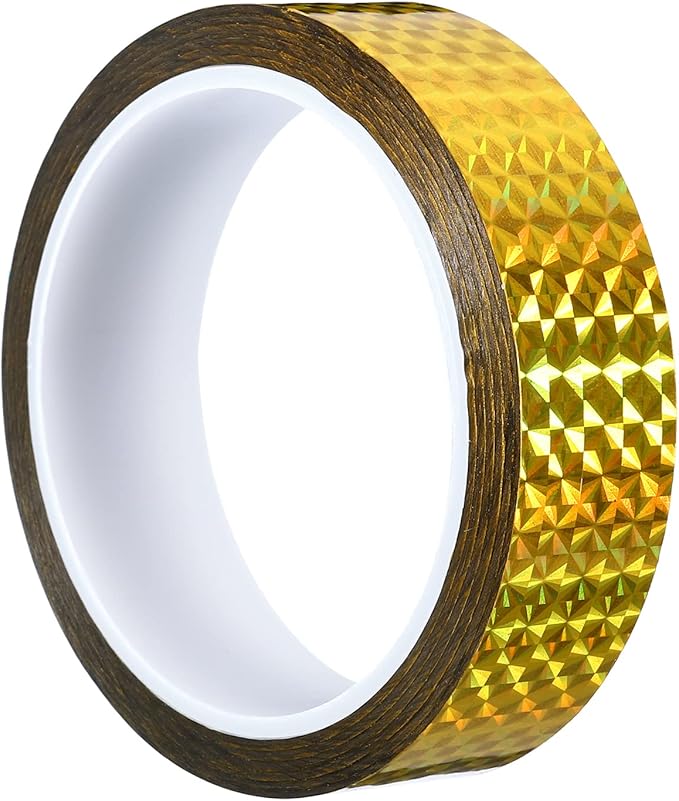 PATIKIL Prism Tape 1 Inch x 55 Yards, Holographic Metalized Reflective Adhesive for Detailing Accent Wall Decor Art, Gold