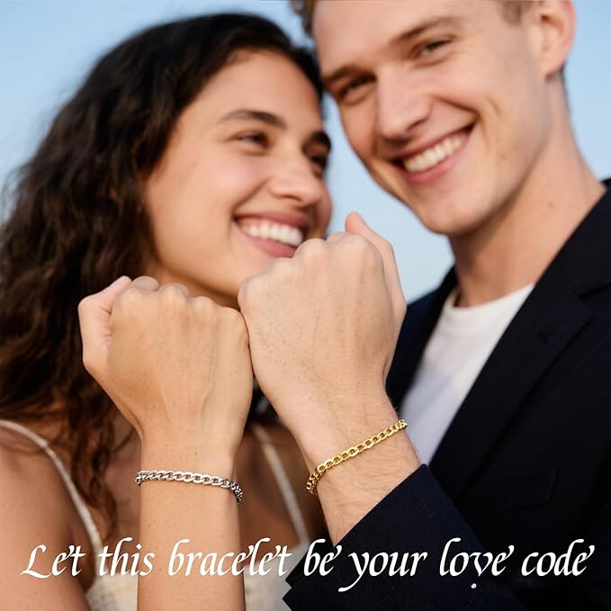 ABYST Permanent Bracelet Kit for Couples - DIY Sterling Forever Bracelets Making Set with Silver & Gold Plated Chains - Romantic Infinity Jewelry for Anniversary (Gold & Silver)