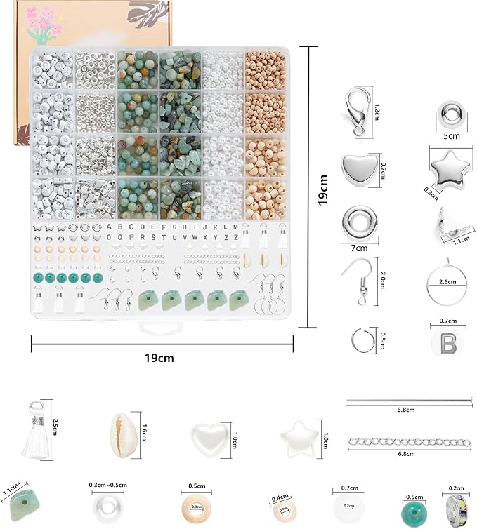 xyliise bracelet making kit natürliche perlen set for adults beads for bracelets silver jewelry making supplies diy jewelry necklace earrings (cz006-amazonite)