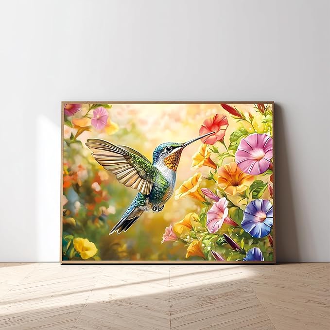 Hummingbird Paint by Numbers for Adult, Hummingbird Paint by Numbers Kit for Adults Beginners, DIY Acrylic Painting on Canvas for Home Wall Art Decor 16x20Inch