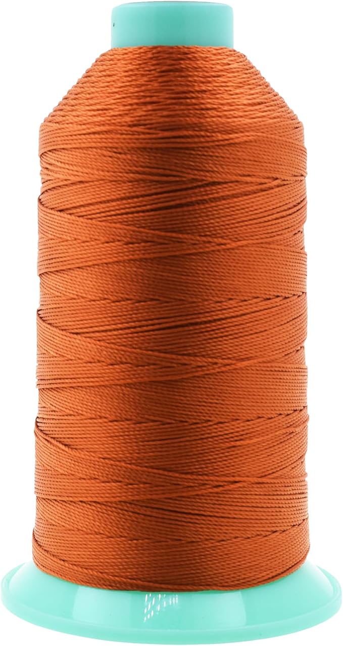 Mandala Crafts Size 277 840D T270 Bonded Nylon Thread - Burnt Orange 800 YDs Tex 270 Heavy Duty Sewing Threads for Leather, Jeans, Weaving, Outdoor Marine Upholstery