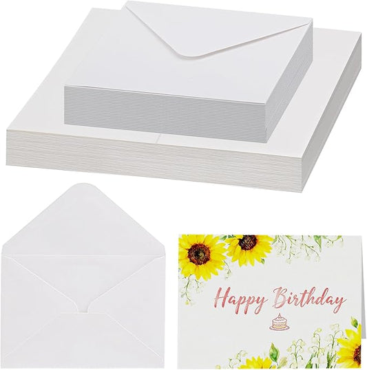 LUNARM 50 Sets Blank Watercolor Cards with Envelopes, Heavyweight 5x7 Inch 140lb/300GSM Greeting Card Paper for Wedding Invitation, Notecards, Painting cards and Thank-You Cards DIY Craft
