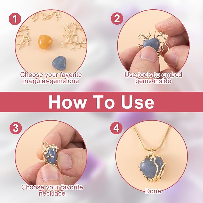 Branch Shape Blanks, Adjustable Claw Pendant Trays, Hypoallergenic Brass Branch Prong Pendant Bezels for Jewelry Making Bracelet Earrings Necklace DIY Crafts