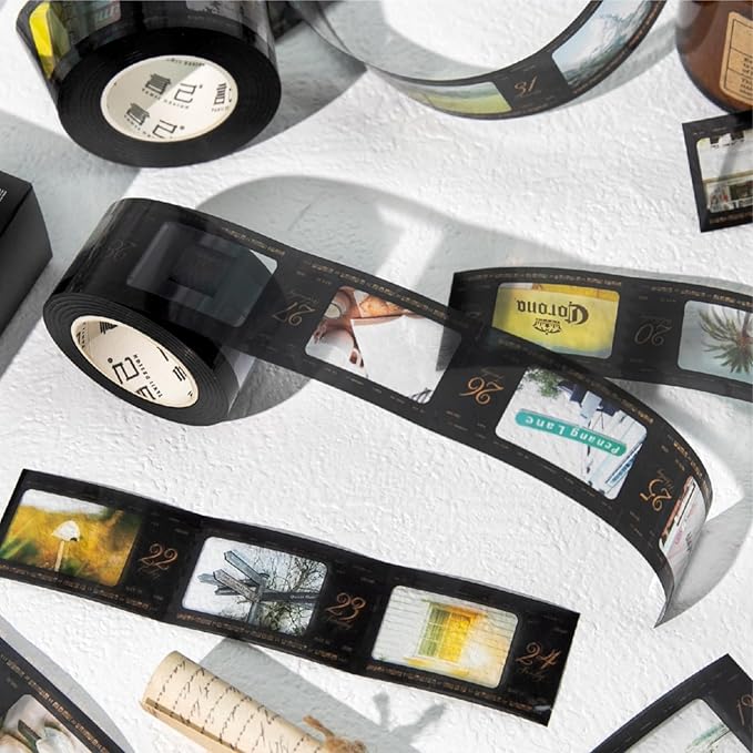 365 Pieces Exquisite Vintage Filmstrip PET Sticker Tape, Aesthetic Decorative Movie-Themed Stickers for Scrapbooking, Journaling, Waterproof DIY Crafts, and Junk Journal Supplies