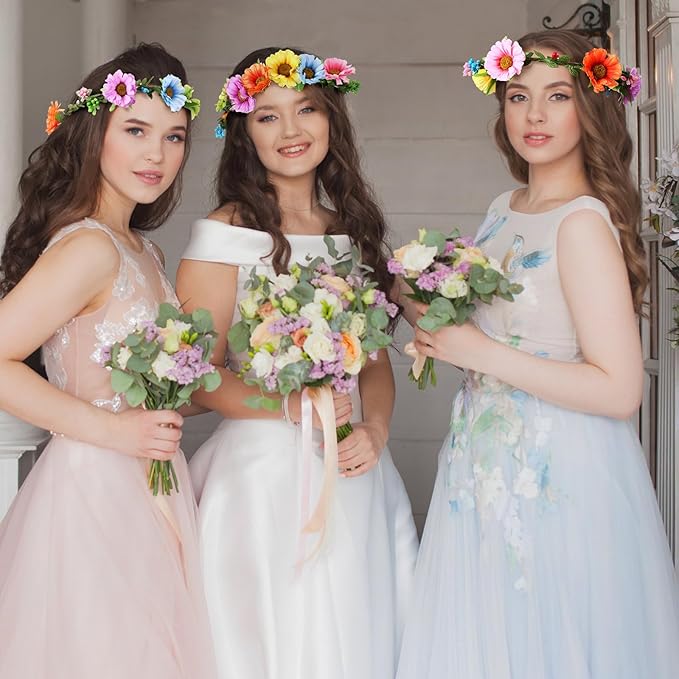 Syhood Daisy Crowns Making Kit for Woman 109 Pieces Parts, Make Your Own Flower Crown Wreath Headbands and Bracelets Craft Kit Hair Accessories Handmade DIY Floral Garland Presents for Adult