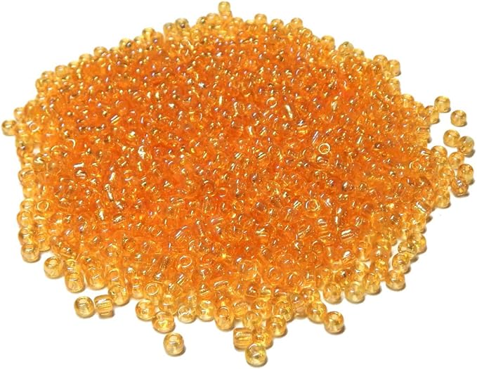 Perlin Glass Seed Beads 4mm 6/0 Round 1100pcs Mini Small Pony Spacer Beads Kit for Jewelry Making Earrings Bracelets Pendants Waist DIY Handmade (Gold AB Transparent)