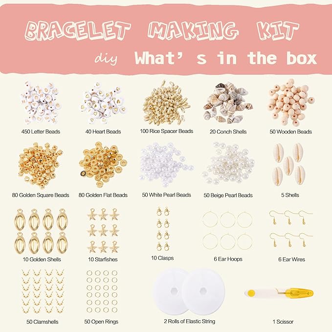 ADIIL 7200 Pcs Clay Beads Friendship Bracelet Making Kit, 24 Colors 6mm Polymer Heishi Beads, Neutral