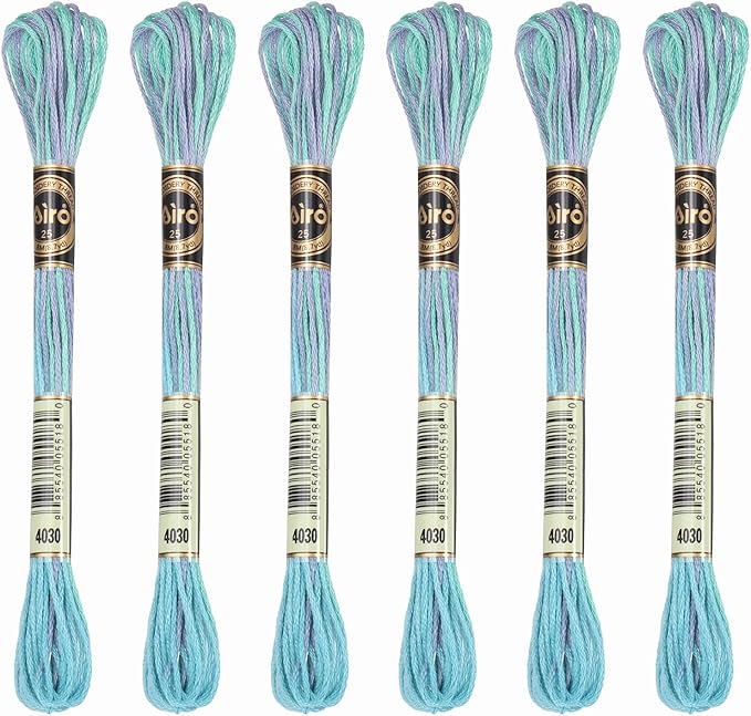 PATIKIL 6 Skeins Embroidery Floss, Polyester Embroidery Threads Bracelets String for Cross-Stitch Hand Embroidery, Green Purple