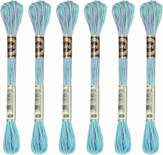 PATIKIL 6 Skeins Embroidery Floss, Polyester Embroidery Threads Bracelets String for Cross-Stitch Hand Embroidery, Green Purple