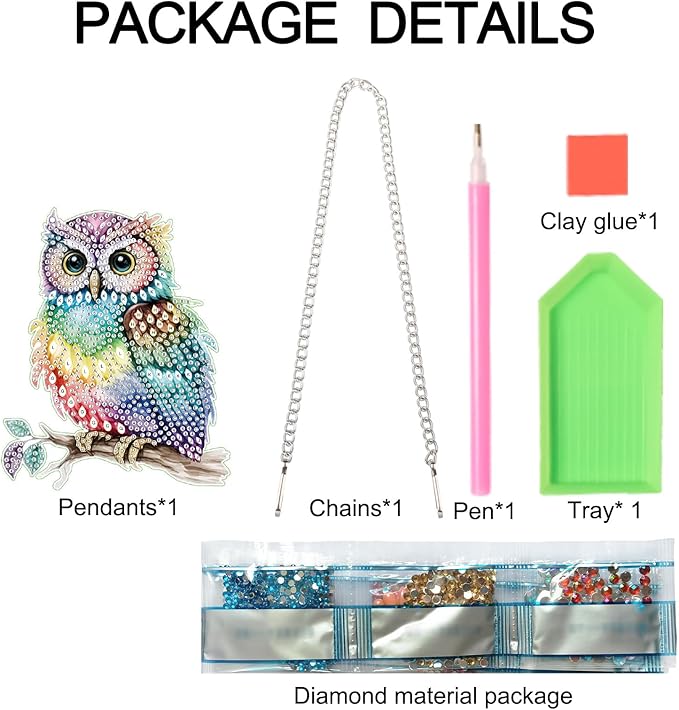 Animal Colorful Owl DIY Diamond Painting Pendant Kit - Acrylic Rhinestone Round Diamond Art, Special Shaped Window & Wall Hanging Decoration for Home & Garden Gift