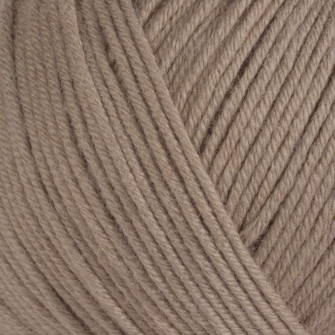 Estako Happy Cotton, (4 Skeins Pack) 60% Cotton 40% Acrylic Yarn, Soft, Fine/Sport (2) for Crochet and Knitting (4 x 1.76 Oz) / (4 x 180 Yrds) (4420 - Milky Brown)