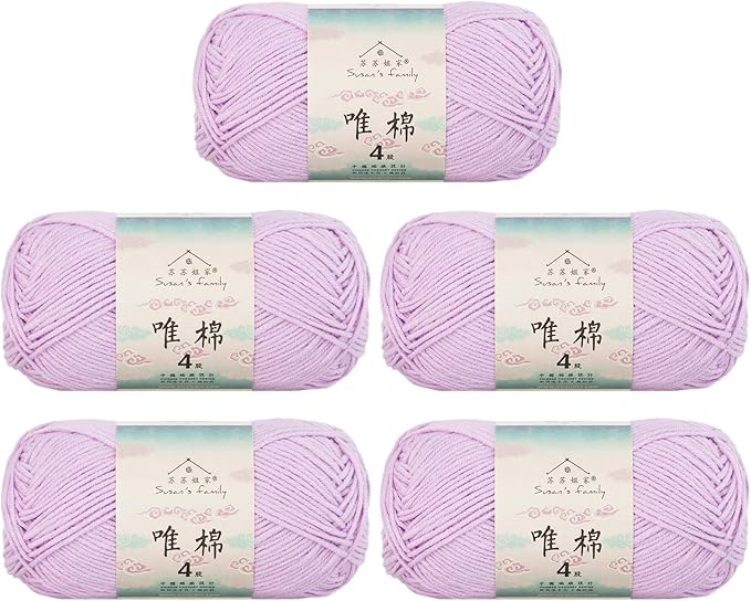 Susan's Family 4 ply 60% Cotton 40% Acrylic Yarn - Soft & Durable - 5 x 50g (1.76oz) - 655 Yards for Knitting & Crocheting - Baby Blankets, Amigurumi, Sweaters & More