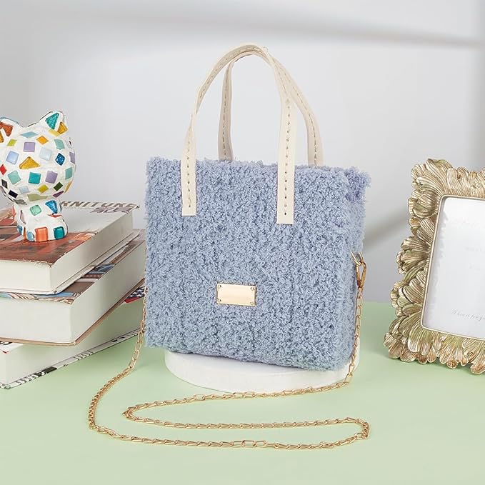 WADORN DIY Knitting Crochet Bag Making Kit, Handmade Woven Tote Bag Making Materials Set Women Shoulder Bag Making Accessories Hand Crafting Yarn Weaving Kit Birthday Christmas Gift, Blue