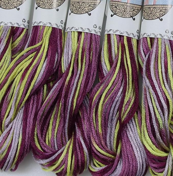 KCS Big skeins of 25 Meters Size 25 Color Variegated Cross Stitch Stranded Threads,6 skeins,4503
