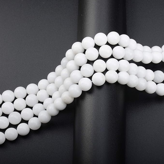 LPBeads 80Pcs Polished 10mm Round Natural Alabaster Gemstone Loose Beads with Stretch Cord for Jewelry Making Bracelets