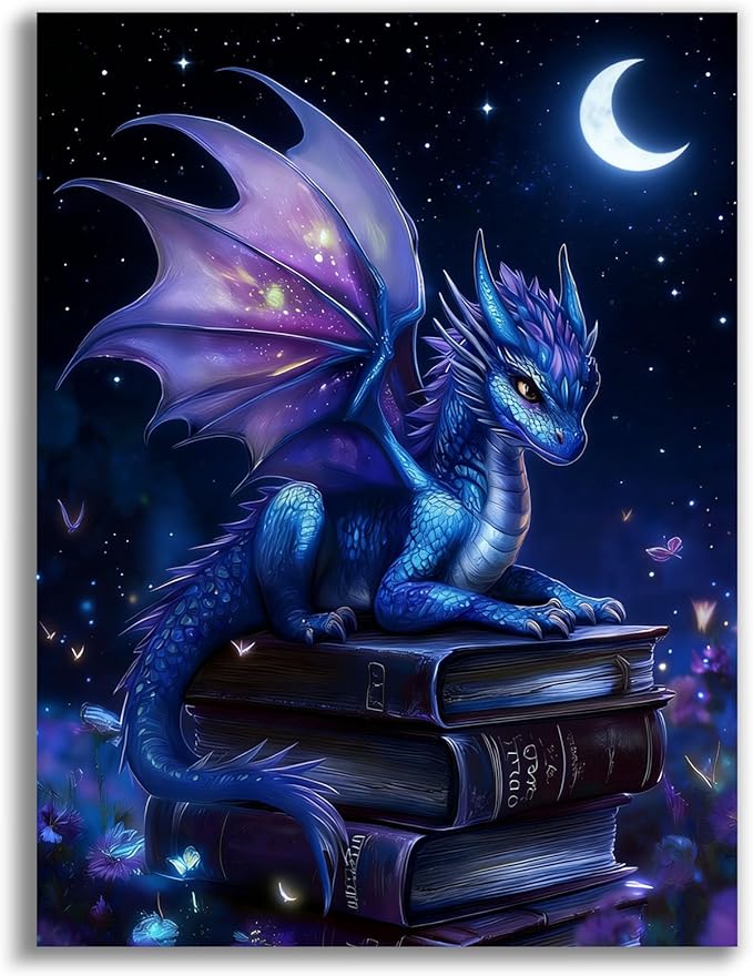 Gemozaic Dragon Diamond Painting Kits for Adults, Fantasy Diamond Art Kits for Adults, Animal Gem Painting Kit for Adult for Gift Home Wall Decor, 12x16 Inch