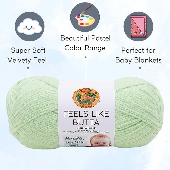 Lion Brand Feels Like Butta Mint 215-156 (6-Skeins - Same Dye Lot) Worsted Medium #4 Polyester Yarn for Crocheting and Knitting with Project Bag