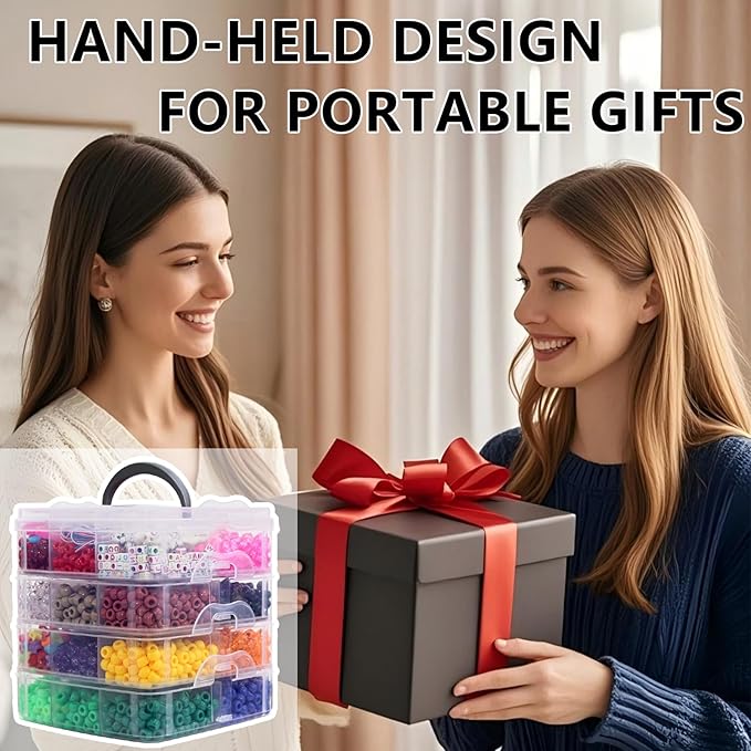4600+pcs Pony Beads Kit, Kandi Hair Rainbow Beads Plastic Bead for Craft 6 x 9mm 23 Colors Large Hole Bead Set for Bracelets Jewelry Making (23Color(4600+Pcs))