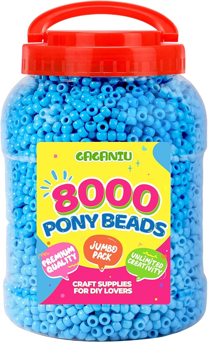 8000 pcs pony beads bulk for bracelet blue plastic beads making for hair braiding diy crafts kandi jewelry key chains and ornaments decorations boxed