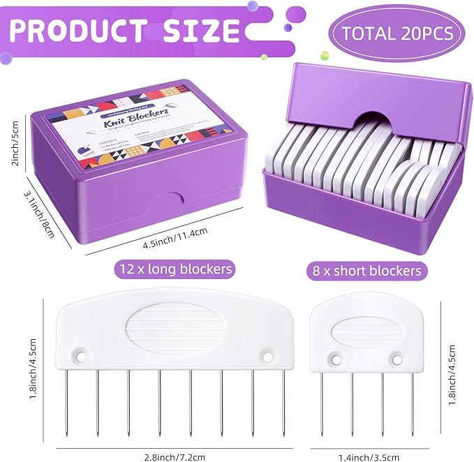 20Pcs Knit Blockers & Pins Kit, Knit Blocking Combs for Blocking Knitting, Crochet, Lace or Needlework Projects Tool Device