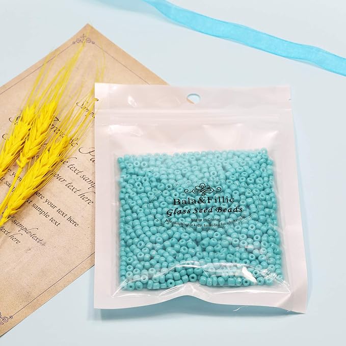 Bala&Fillic Turquoise Green Color 4mm Seed Beads About 1200pcs/100Grams in Bag, 6/0 Glass Craft Beads for Making Bracelet and Necklace (Turquoise Green)