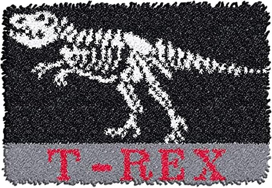 MIAOLLUN Latch Hook Kits for Adults Beginner 3D Dinosaur Pattern Printed Canvas Crochet Needlework Craft Rug Cushion Mat Tapestry 20.5X15 Inch,T.rex