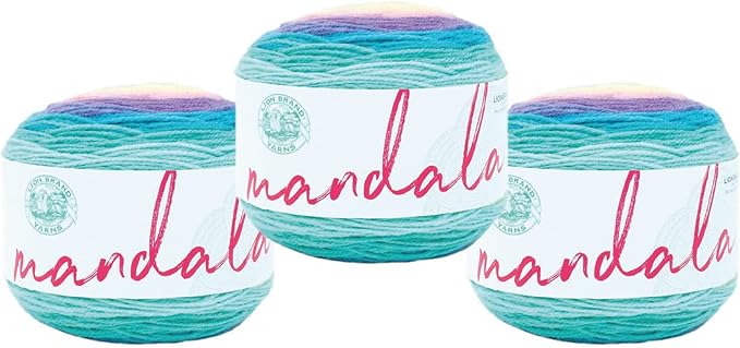 Lion Brand Yarn, Mandala DK Lightweight Yarn for Knitting, Crochet, and Crafts, Nifflers, 3 Pack, Self-Striping Acrylic Fiber for Baby Blankets, Multicolor Shawls and Variegated Cardigans