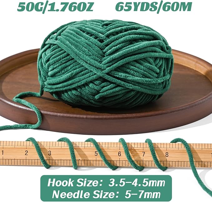 12 Pack Fluffy Chunky Chenille Yarn for Crocheting, Baby Yarn for Crocheting Soft Blanket, 600g (787yds) Bulky Yarn Set for Crochet Amigurumi & DIY Crafts B