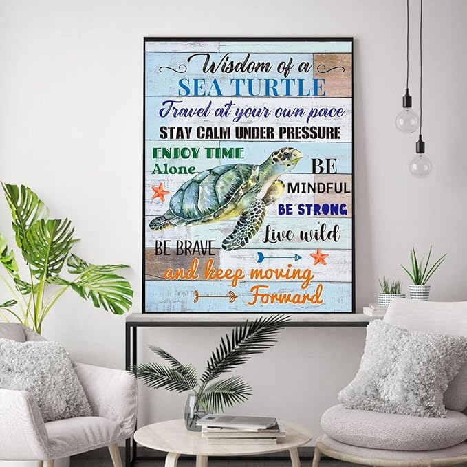 WUSARPLY Sea Turtle Diamond Paintings Kits for Adults, Inspirational Diamond Art Kits Full Drill Diamond Dots Paint with Diamonds Gem Arts and Crafts for Beginner Home Wall Decor