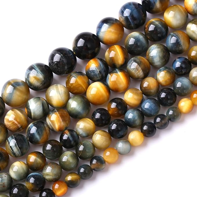 36Pcs 10mm Tiger Eye Beads for Jewelry Making Natural Stone Semi Precious Round Loose Spacer Beads DIY Bracelets Necklace