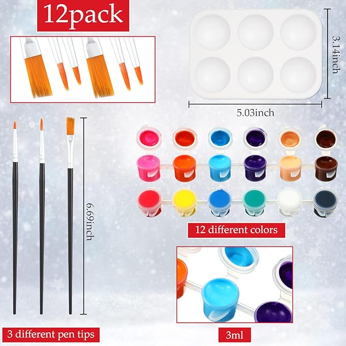 Ctosree 12 Pack Pre Drawn Canvas Kit for Painting Sip and Art Paint Kit for Adults Pre Painted Canvas Party Favors for DIY Holiday Party Date Night Gifts(Classic Xmas,8 x 8 Inch)