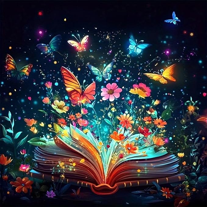 Camocin Diamond Art Kits for Adults Butterfly, 5D Book Diamond Painting Kits for Adults Beginners, DIY Butterfly Full Round Dots Drill Gem Art Kit for Gift Home Wall Decor 14 x 14 Inch