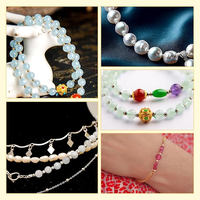 600pcs Crimp Beads for Jewelry Making, 4 mm Alloy Crimp Bead Knot Covers Semicircular Bead Stopper Crimp Tubes Crimp Bead Kit for DIY Bracelet Necklace Jewelry End Fittings Supplies (Multi-Color)
