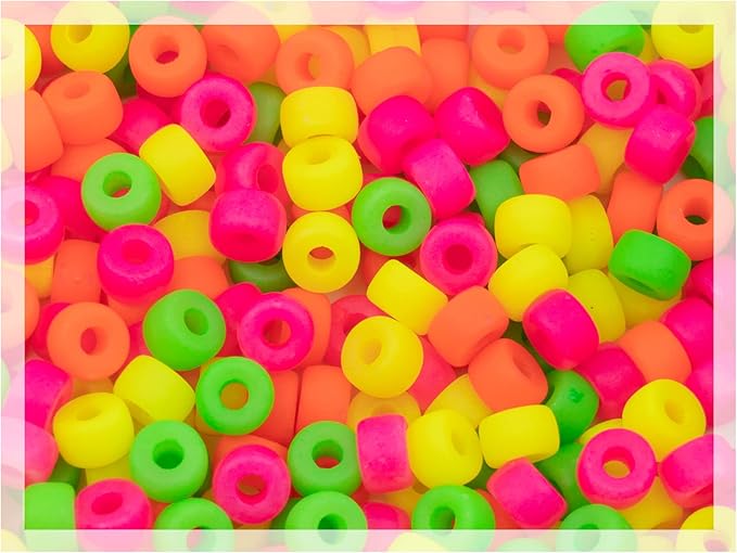 120 pcs (0.8oz) Mix of Big Pony Bagel Czech Glass Beads, 6mm (0.24 inch, Hole 0.08in) Semi Matte Neon Mix