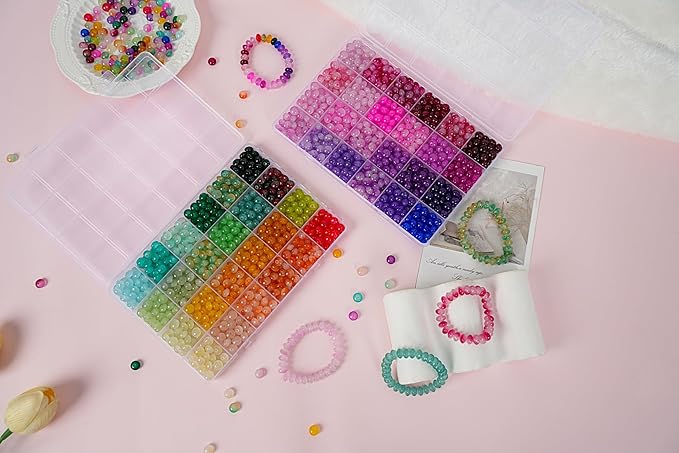 1500 pieces 5 * 8mm abacus glass beads for jewelry making,48 colors special glass beads friendship beads for bracelet necklaces making and diy crafts,great gifts for 6-year-old girls