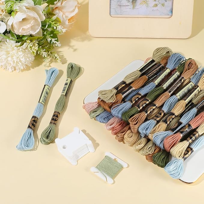 24 Skeins 6 Strands Colorful Variegated Embroidery Thread Floss Cross Stitch Threads Gradient Friendship Bracelets Yarn String Bulk with Floss Bobbins for Hand Sewing knitting Crafts Crochet