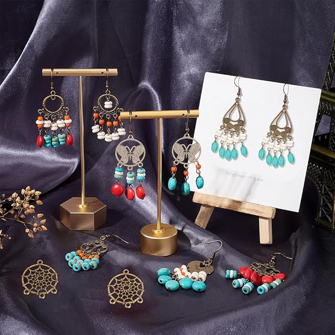 SUNNYCLUE 1 Box DIY Make 10 Pairs Bohemian Chandelier Earrings Making Kit Including Chandelier Links Turquoise Beads Earring Findings for Women Beginners DIY Earring Jewelry Making Crafts