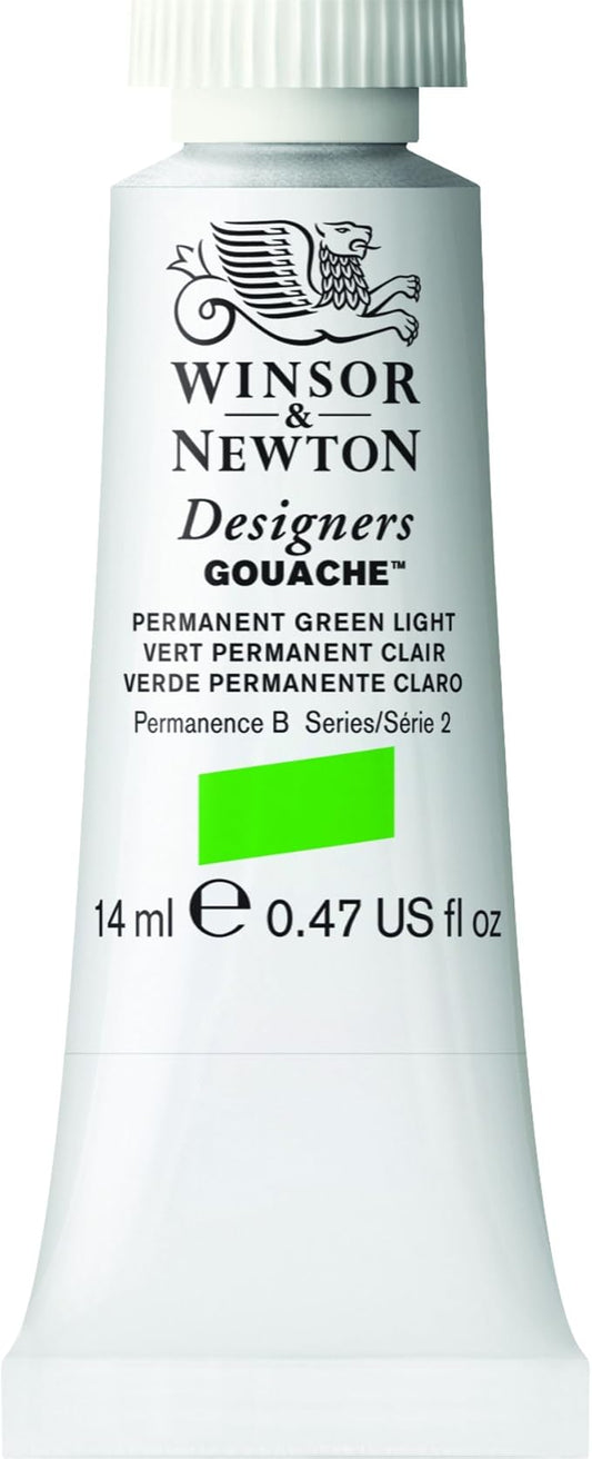 Winsor & Newton Designer's Gouache, 14 ml (0.47oz) tube, Permanent Green Light