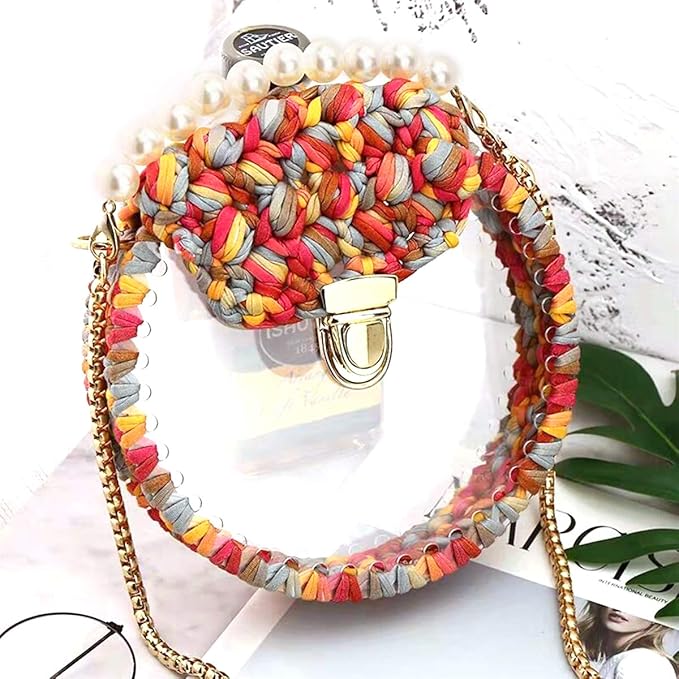 iSuperb 4 Pack Knitting Yarn Colorful Cloth T-Shirt Yarn Fabric Crochet Cloth for DIY Knitted Art Basket Bag - 400g