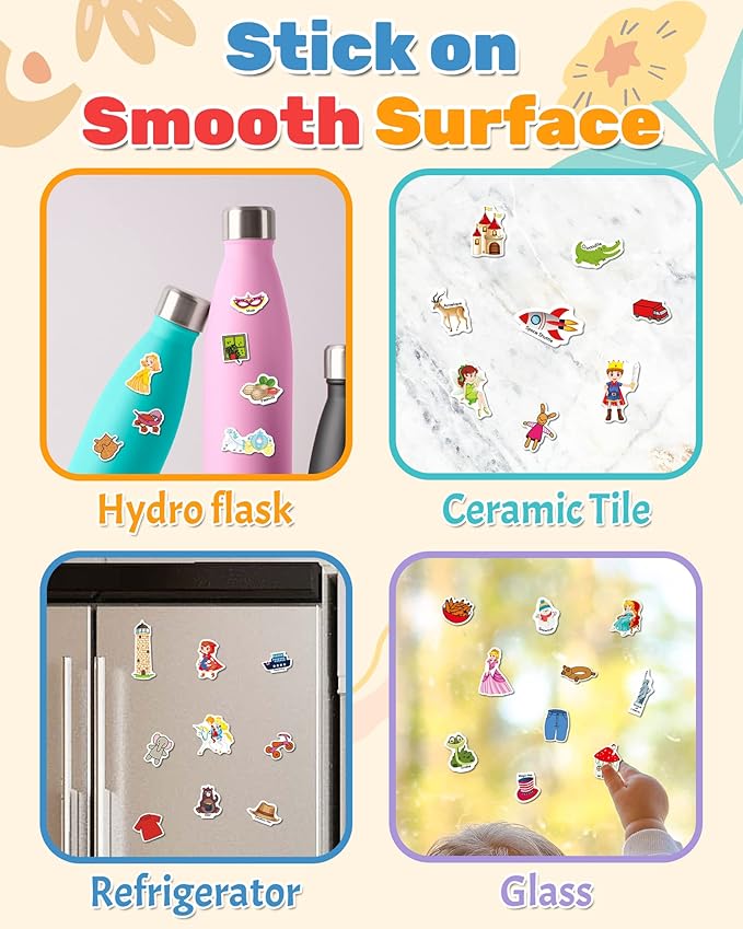 benresive reusable sticker books for kids, sticker books for toddlers, toddler travel toys activities crafts ages 3 and up birthday gifts - america map, fairy, my house