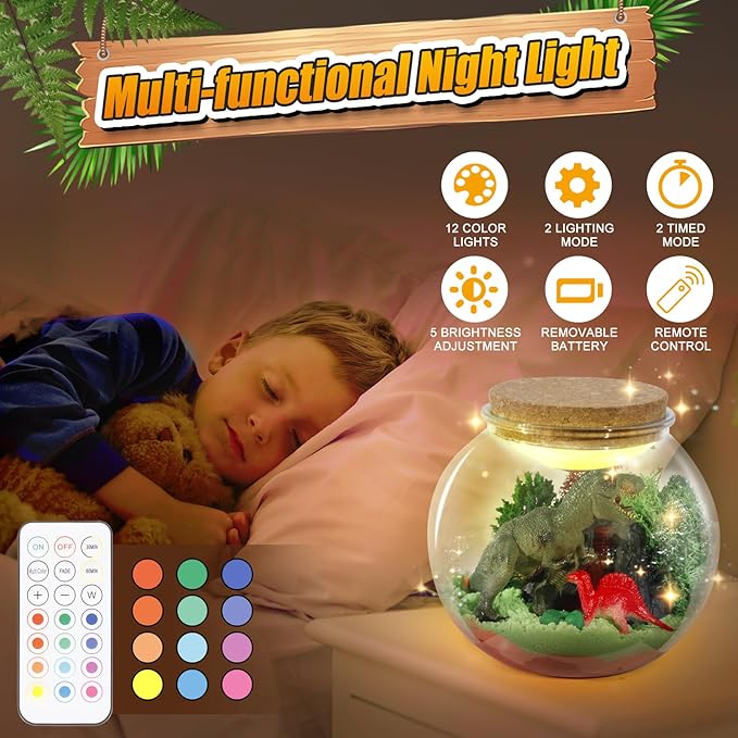 dinosaur activities toys-dinosaur terrarium craft kits for boys-birthday gifts for kids age 4 5 6 7 8 years old
