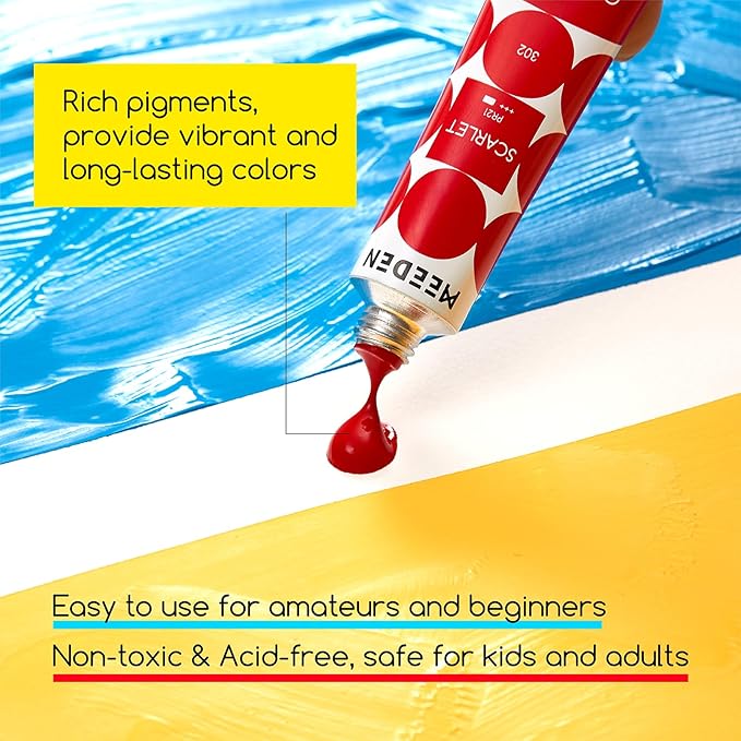 MEEDEN Gouache Paint Tube Set - 48 x 12ml (0.4 oz) Colors Art Paint Supplies for Artists Students Beginners - Rich Pigment Art Paints for Canvas Painting