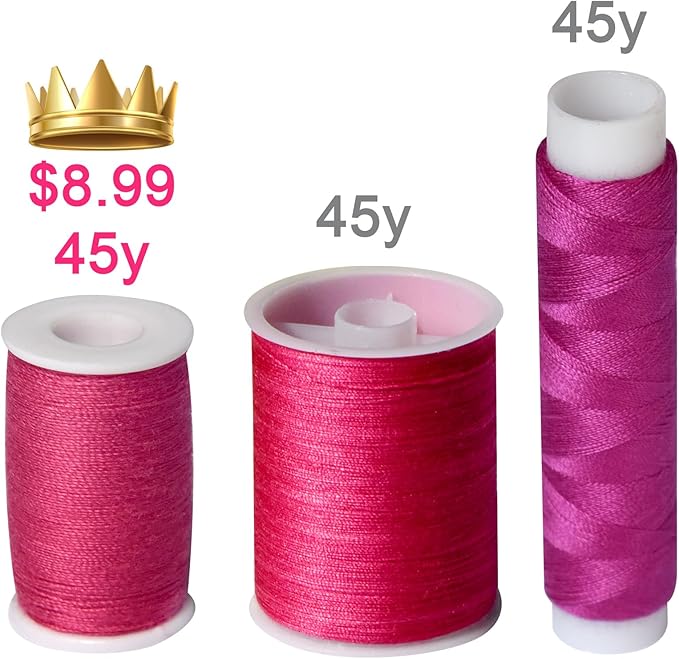 All Purpose Sewing Thread Set - 42 Assorted Rainbow Color Series and White Black Handy Polyester Thread Kit Includes 9 Hand Needles, 2 Needle Threaders, Suitable for Hand and Machine Sewing