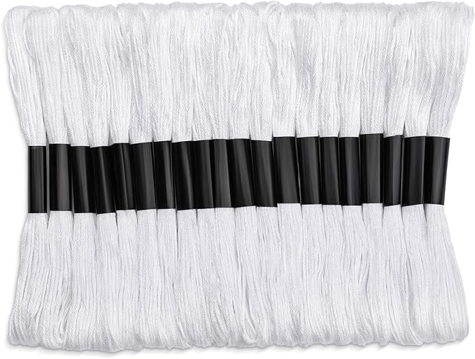 20 Skeins Embroidery Floss, White Embroidery Thread, Friendship Bracelet String, Cross Stitch for DIY Making, Embroidery Crafts