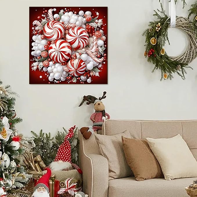 EIBEILI Christmas Diamond Painting Set, 3-Piece Diamond Painting Set (Adults), 5D Diamond Painting Set (Adults), DIY Round Full Diamond Gemstone Art Painting, Home Wall Decoration, 12 x 12 inches