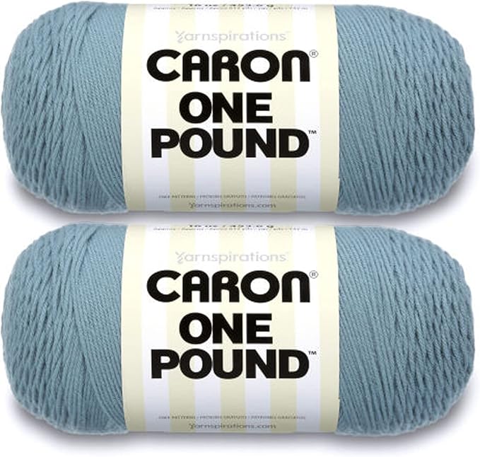 Caron One Pound Azure Yarn - 2 Pack of 454g/16oz - Acrylic - 4 Medium (Worsted) - 812 Yards - Knitting/Crochet